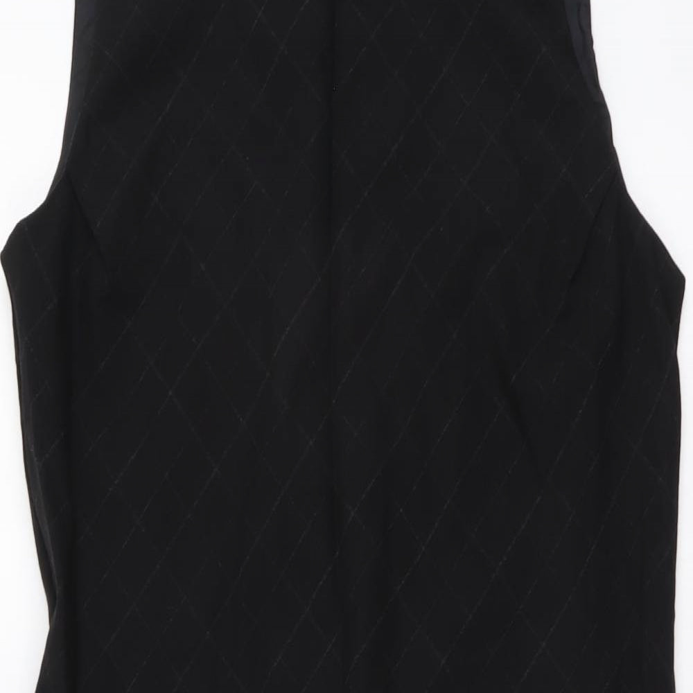 Linea Womens Black Geometric Wool Shift Size 14 Round Neck Zip