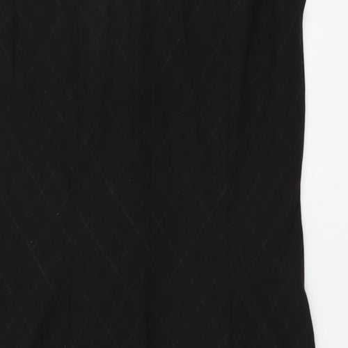 Linea Womens Black Geometric Wool Shift Size 14 Round Neck Zip