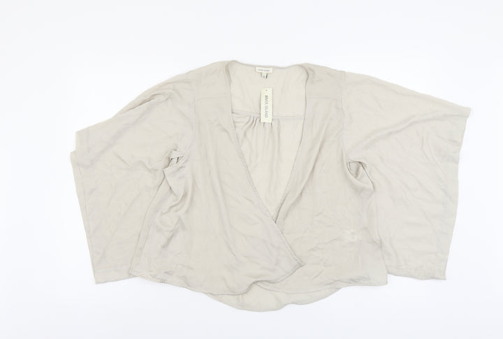 River Island Womens Beige Polyester Wrap T-Shirt Size 8 V-Neck