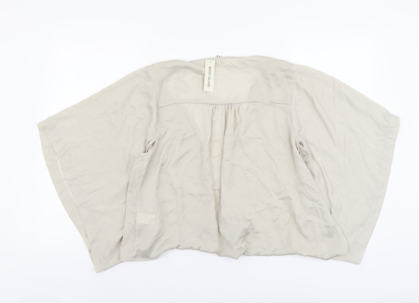 River Island Womens Beige Polyester Wrap T-Shirt Size 8 V-Neck