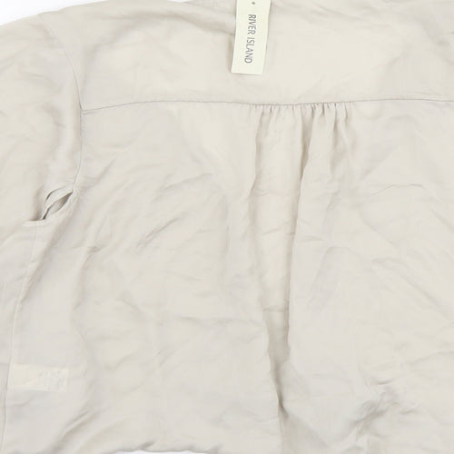 River Island Womens Beige Polyester Wrap T-Shirt Size 8 V-Neck