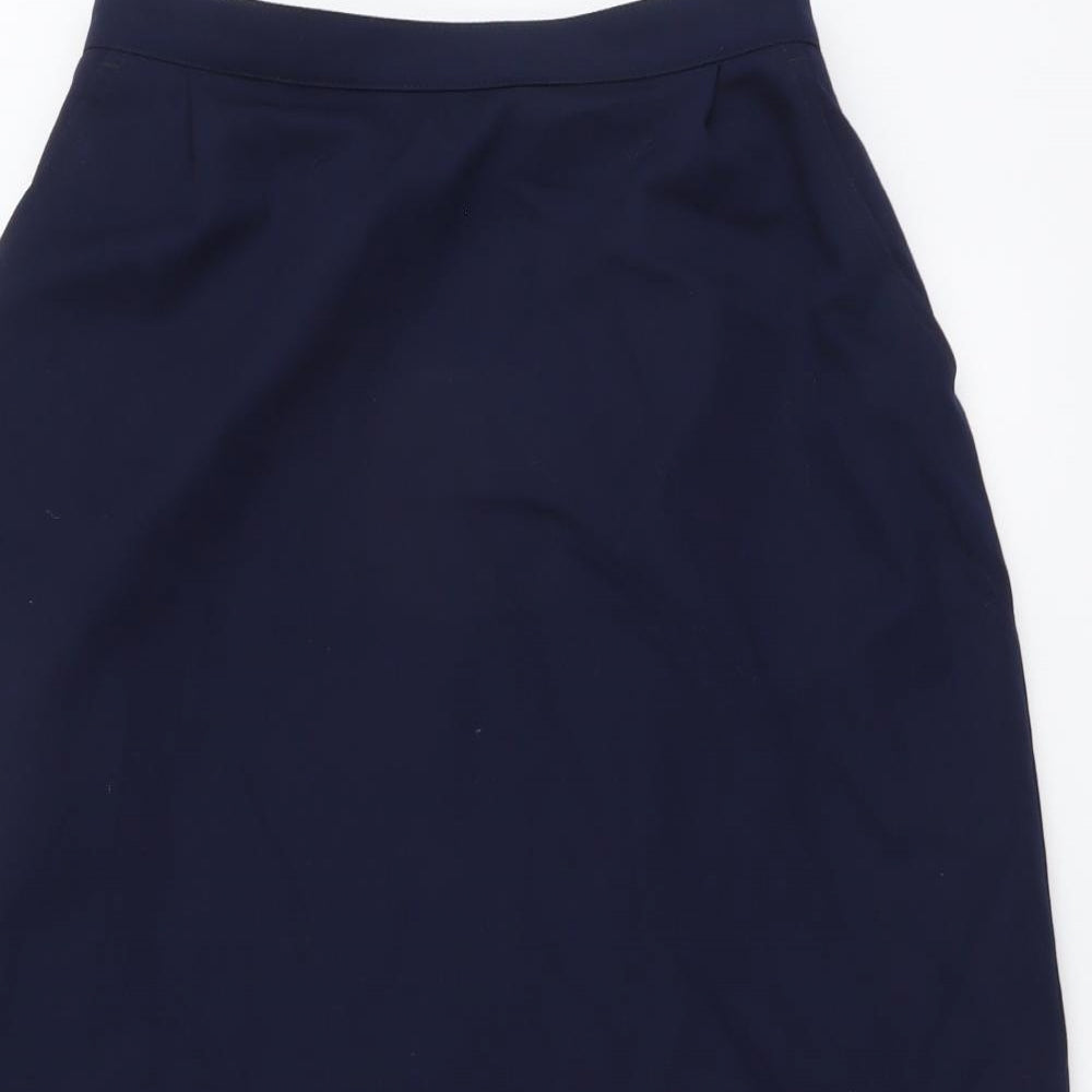 Austin Reed Womens Blue Polyester Straight & Pencil Skirt Size 14 Zip