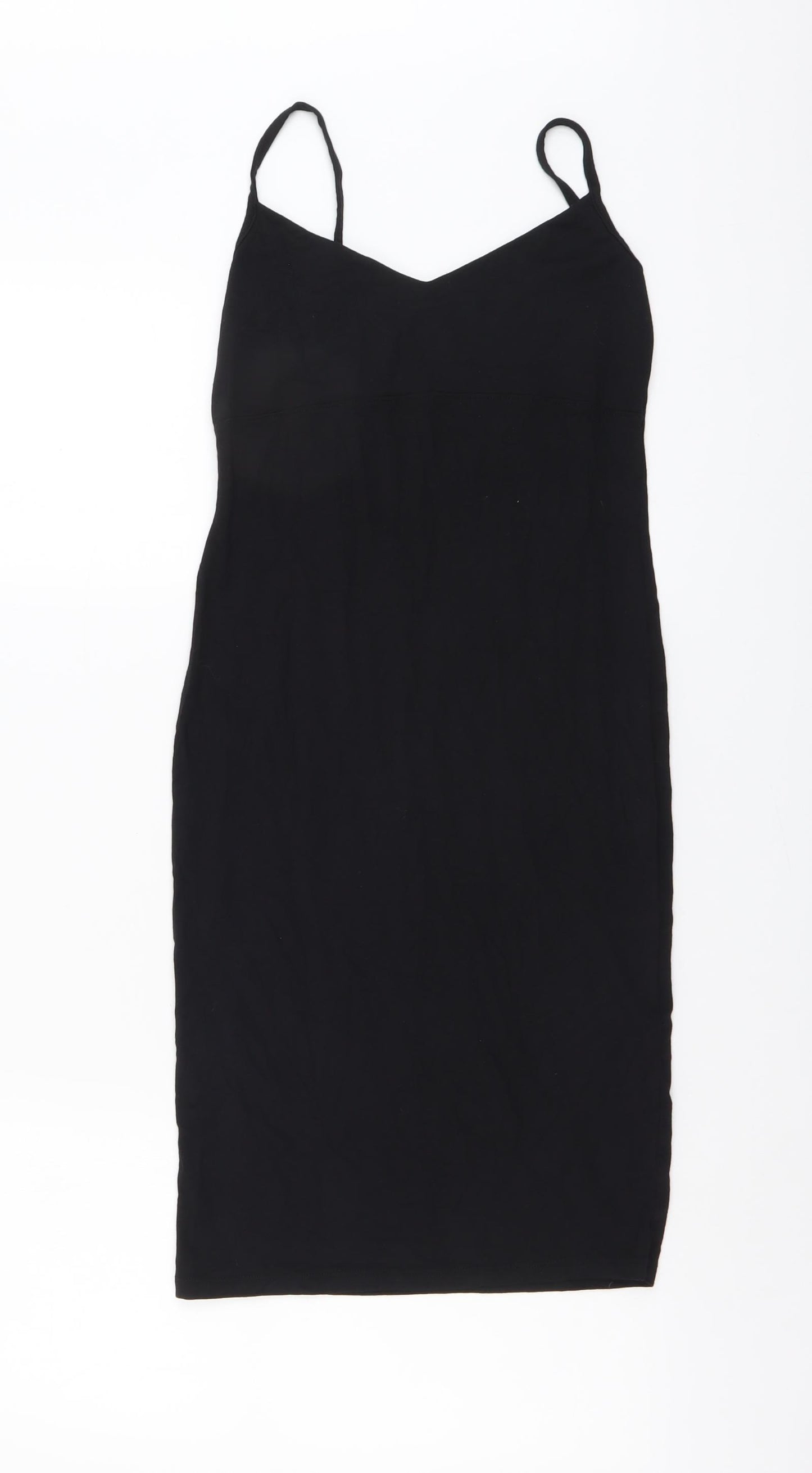 ASOS Womens Black Viscose Slip Dress Size 8 V-Neck Pullover