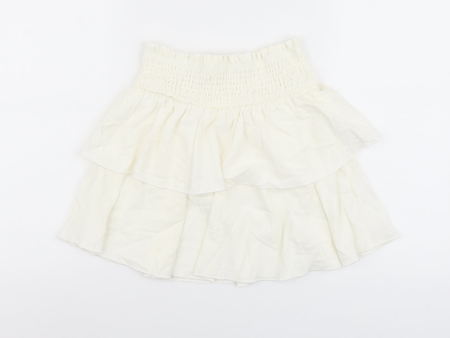 SheIn Womens Ivory Cotton Skater Skirt Size XS