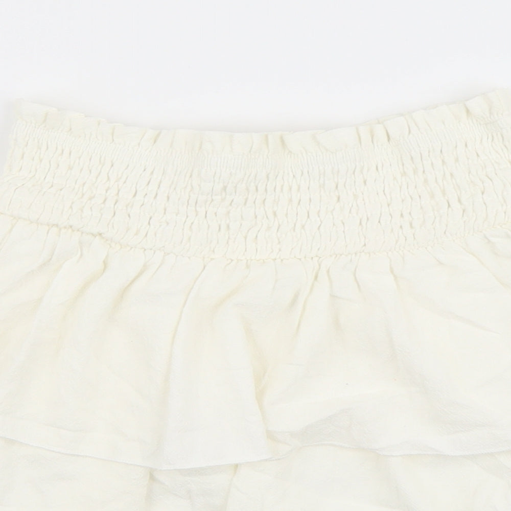 SheIn Womens Ivory Cotton Skater Skirt Size XS