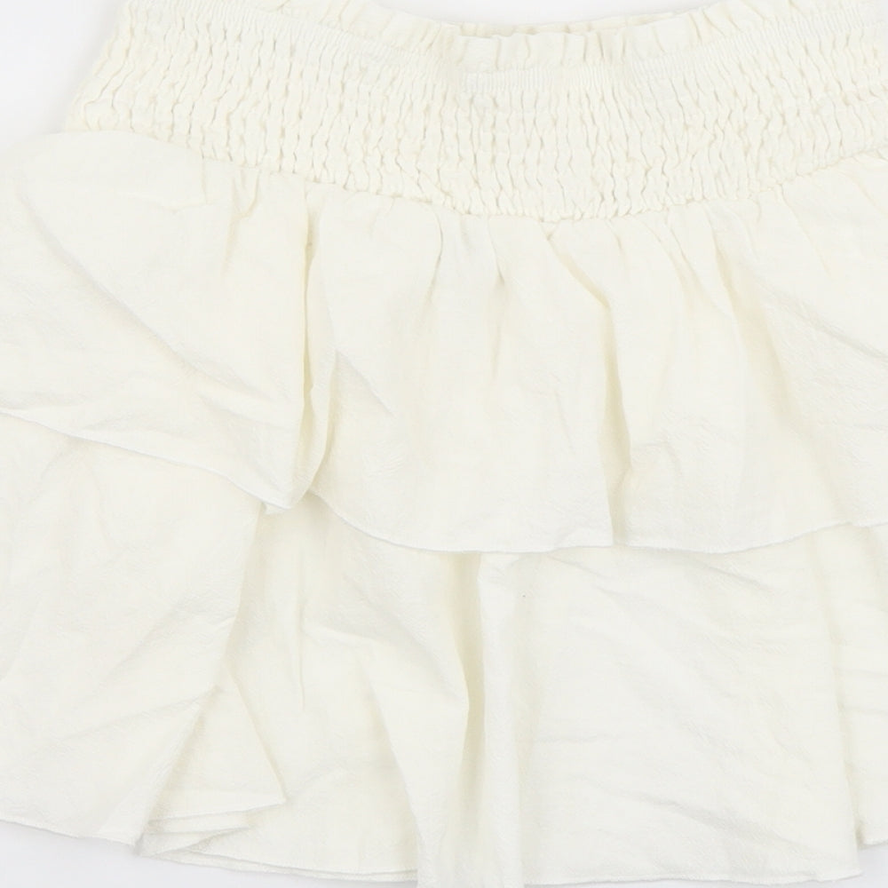 SheIn Womens Ivory Cotton Skater Skirt Size XS