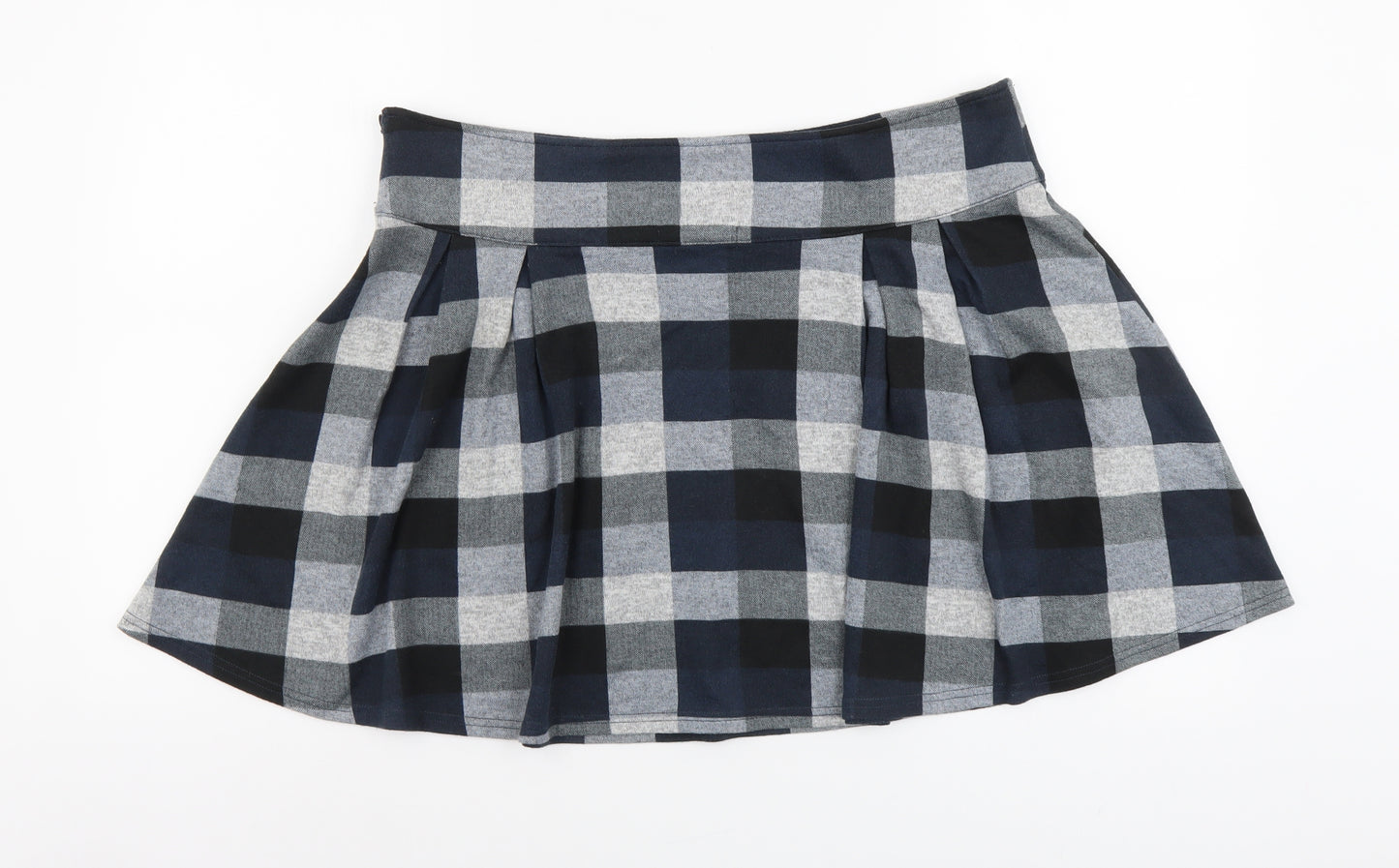Atmosphere Womens Blue Plaid Polyester Skater Skirt Size 16 Zip