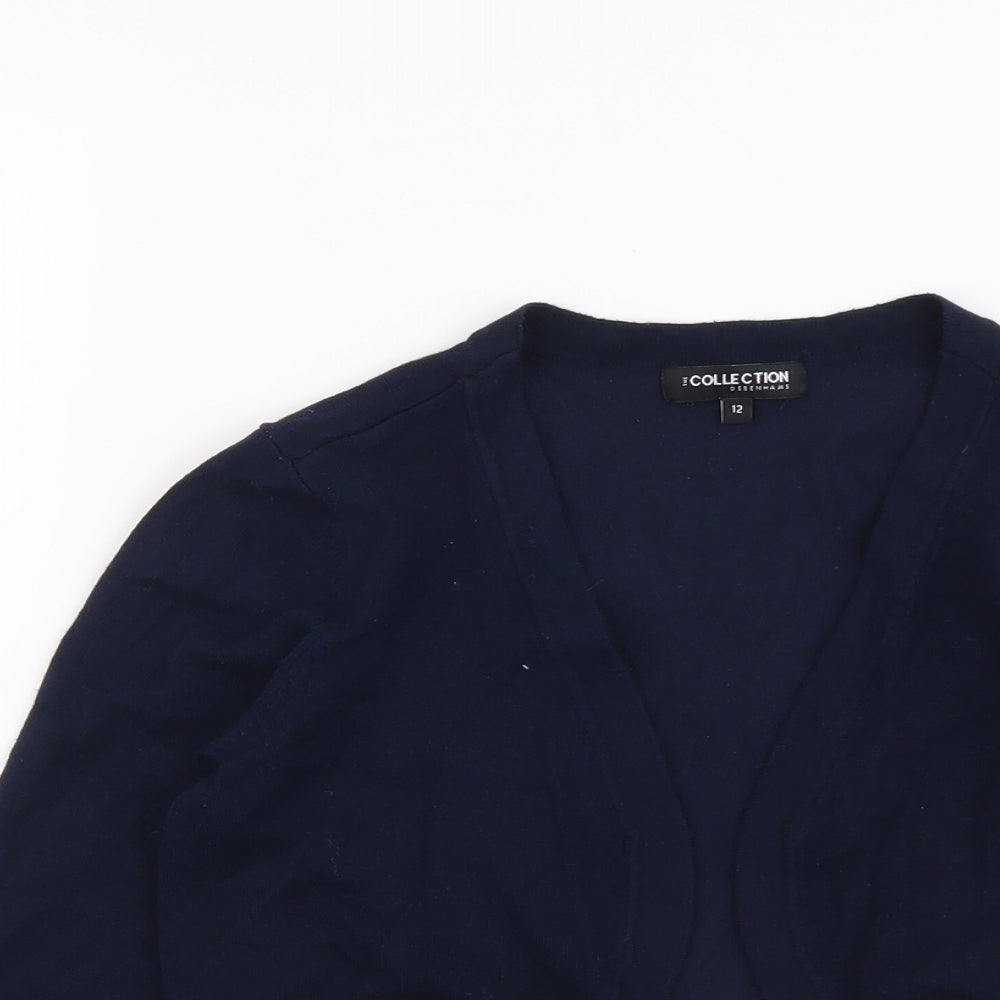 Debenhams Womens Blue V-Neck Viscose Cardigan Jumper Size 12
