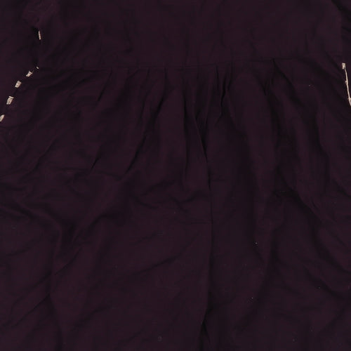Designer Womens Purple Geometric Cotton Fit & Flare Size L Round Neck Pullover - Flower Detail