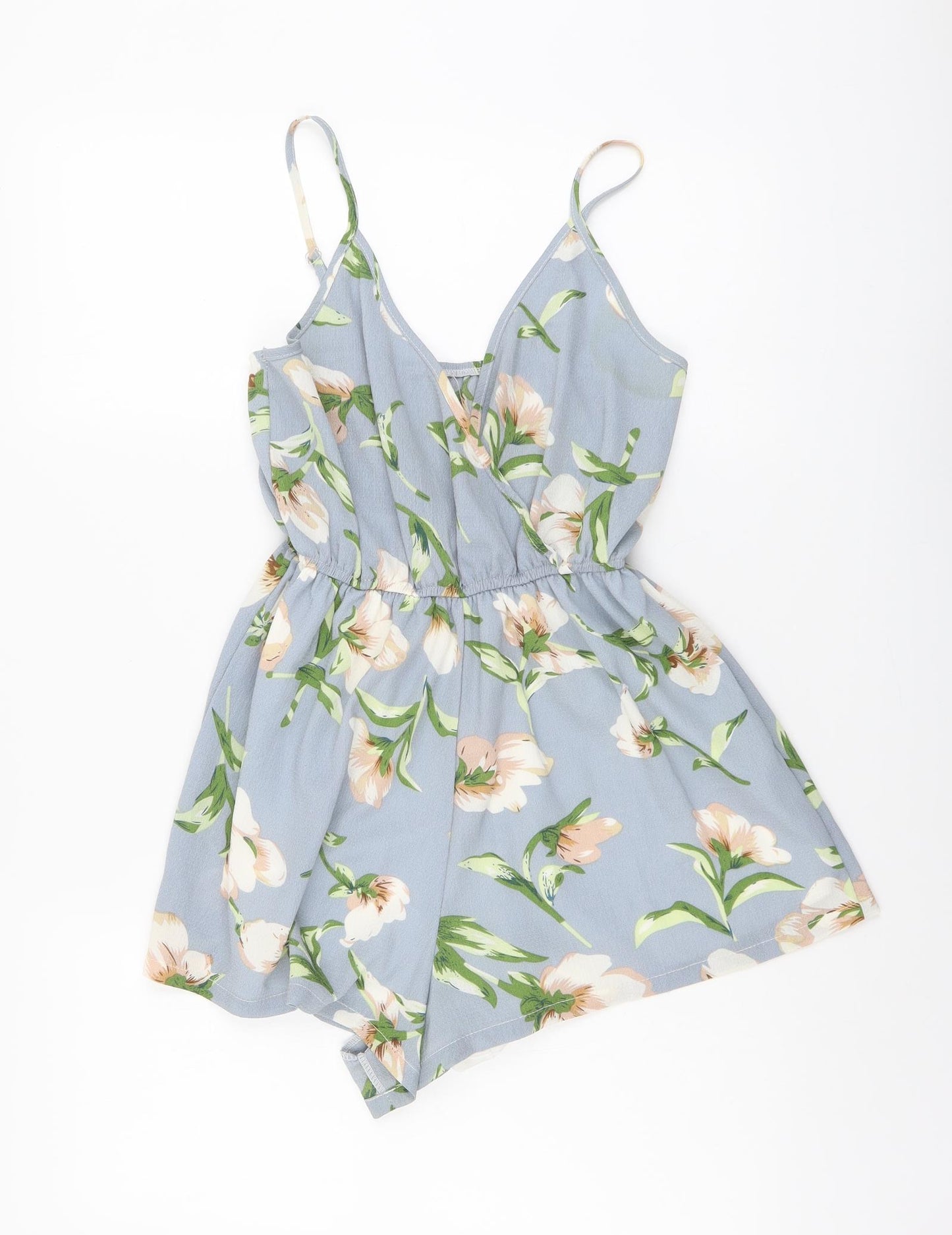 SheIn Womens Grey Floral Polyester Playsuit One-Piece Size S Pullover
