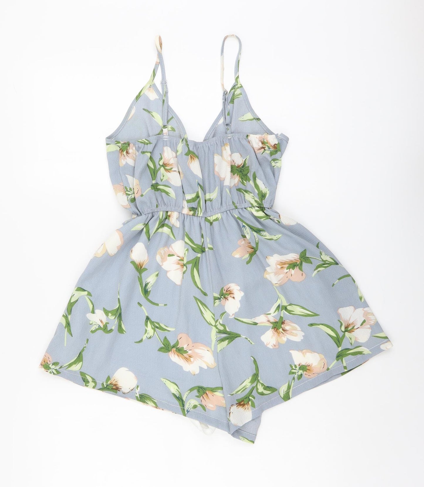 SheIn Womens Grey Floral Polyester Playsuit One-Piece Size S Pullover