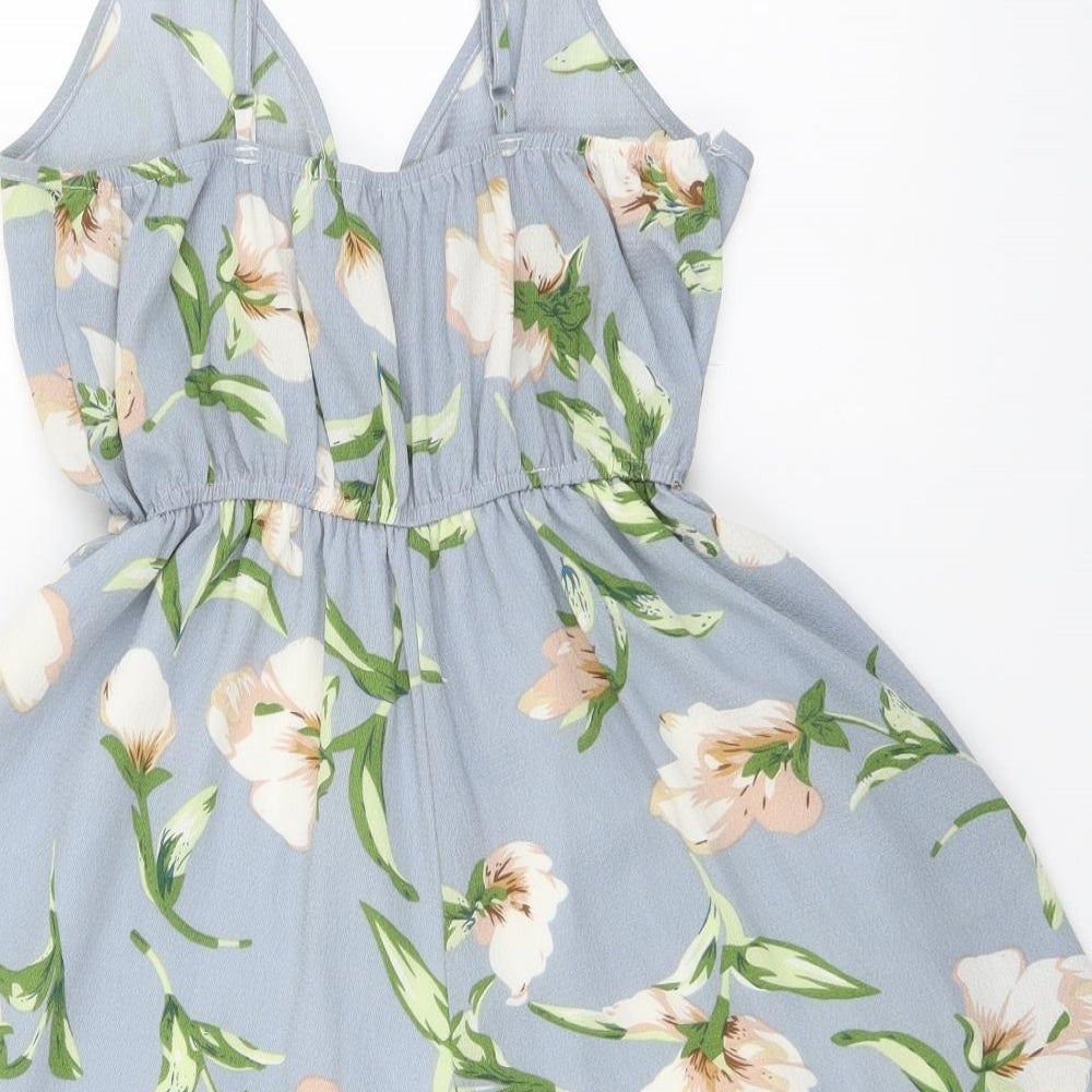 SheIn Womens Grey Floral Polyester Playsuit One-Piece Size S Pullover