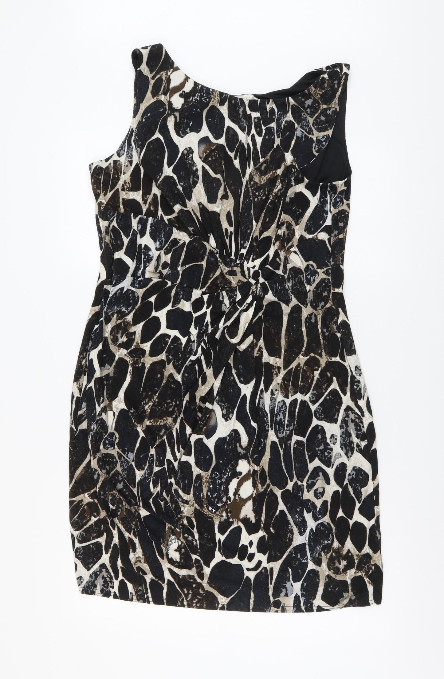 Lakeland Womens Brown Animal Print Viscose A-Line Size 12 Scoop Neck Pullover - Leopard Pattern