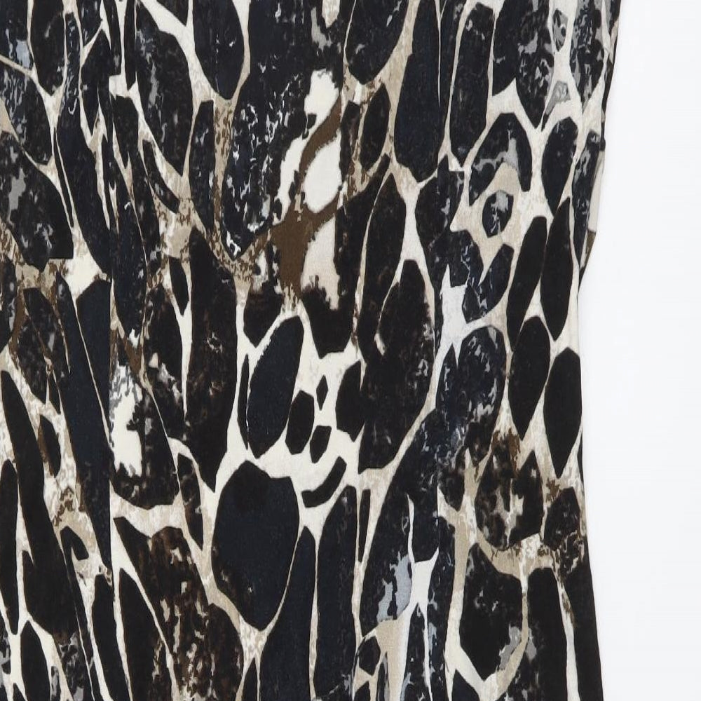 Lakeland Womens Brown Animal Print Viscose A-Line Size 12 Scoop Neck Pullover - Leopard Pattern