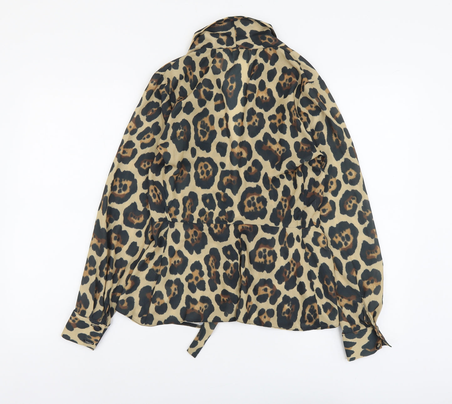 Love Womens Brown Animal Print Polyester Kimono Blouse Size XS V-Neck - Leopard Print