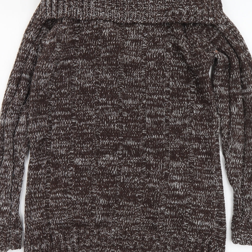 Caojianrong Womens Brown V-Neck Cotton Cardigan Jumper Size XL