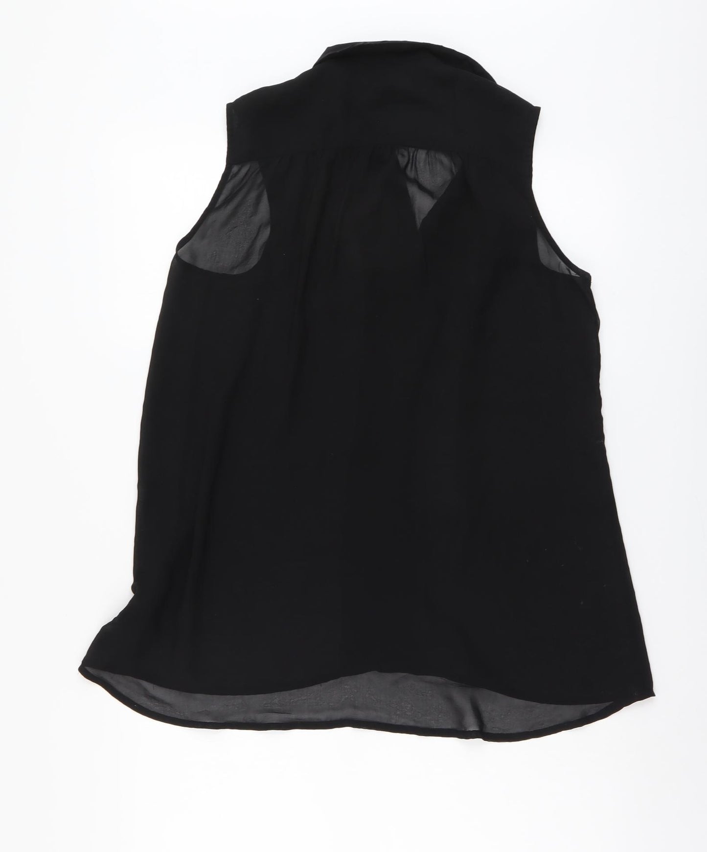 H&M Womens Black Polyester Basic Button-Up Size XL Collared
