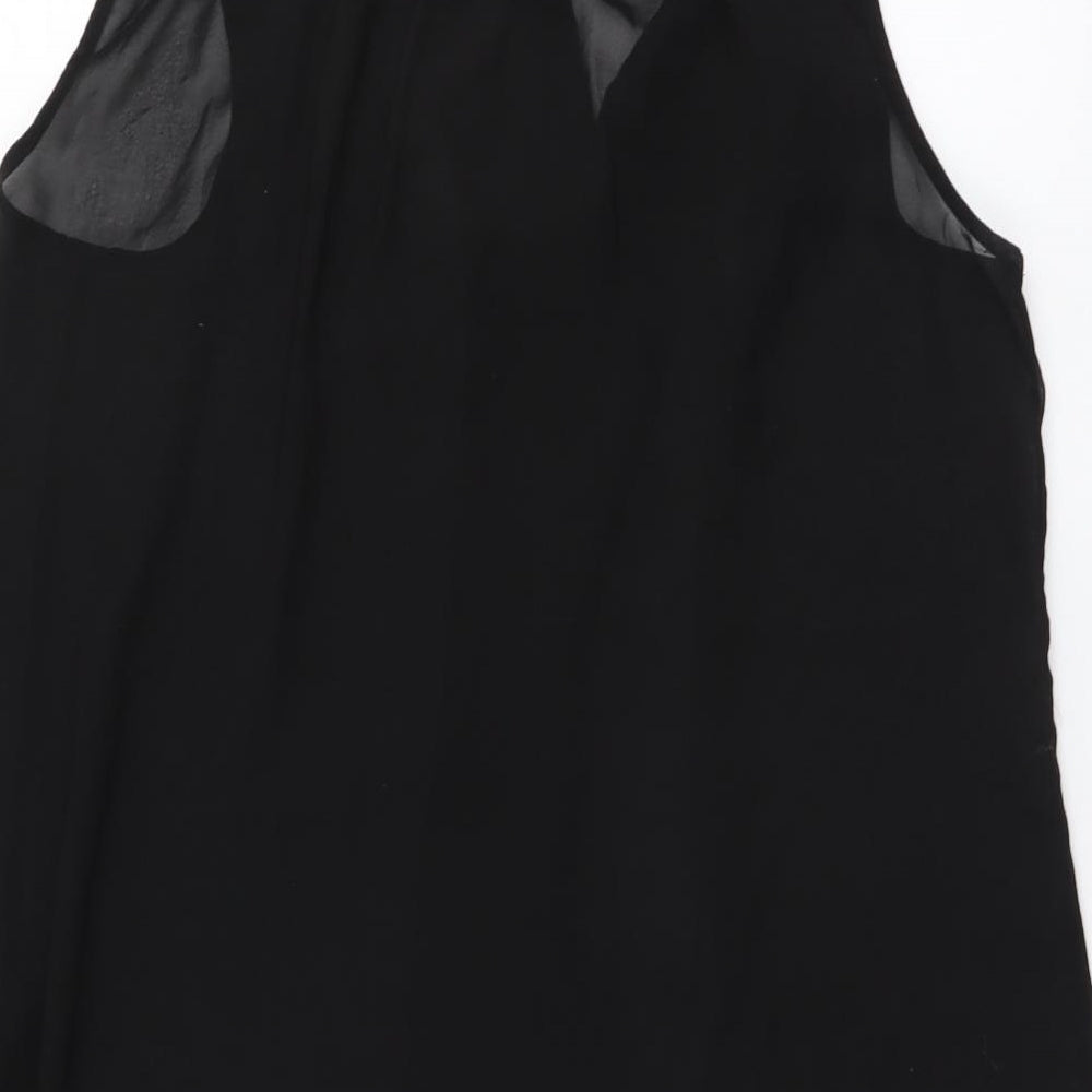H&M Womens Black Polyester Basic Button-Up Size XL Collared