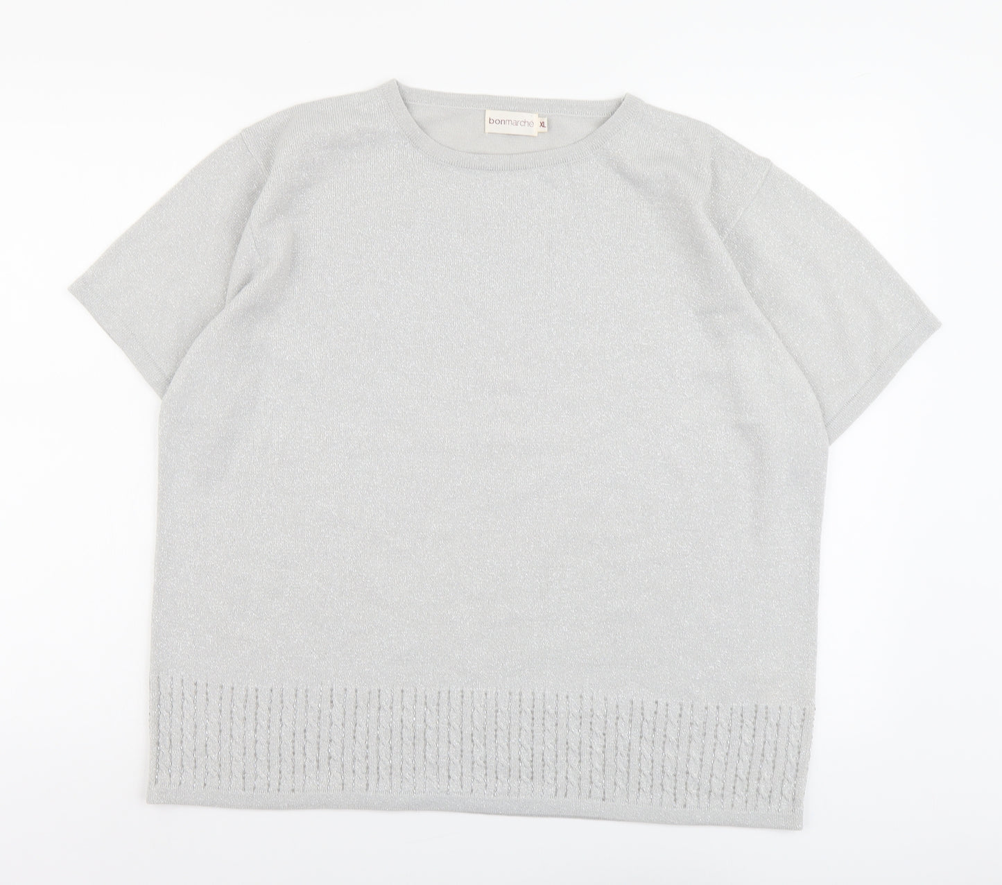 Bonmarché Womens Silver Round Neck Acrylic Pullover Jumper Size XL