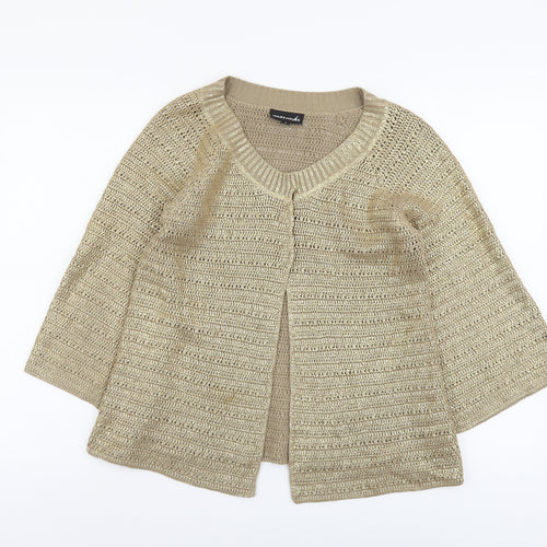 Warehouse Womens Gold Scoop Neck Cotton Cardigan Jumper Size 10