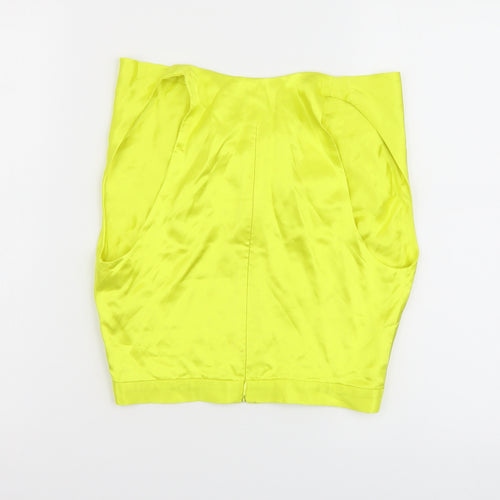 Zara Womens Yellow Polyester Cropped Blouse Size XS Cowl Neck