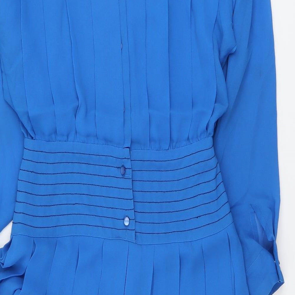 Parigi Womens Blue Polyester Shirt Dress Size 10 Collared Button