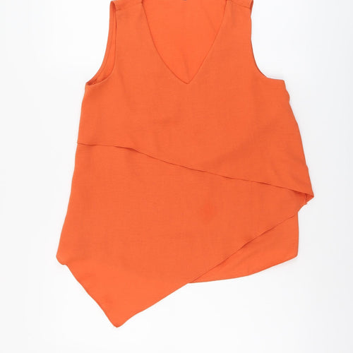 Apricot Womens Orange Polyester Basic Blouse Size 8 V-Neck