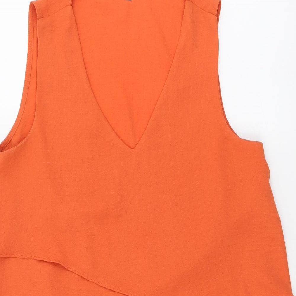Apricot Womens Orange Polyester Basic Blouse Size 8 V-Neck