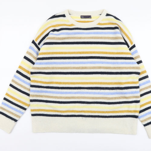 Marks and Spencer Womens Multicoloured Scoop Neck Striped Polyester Pullover Jumper Size M