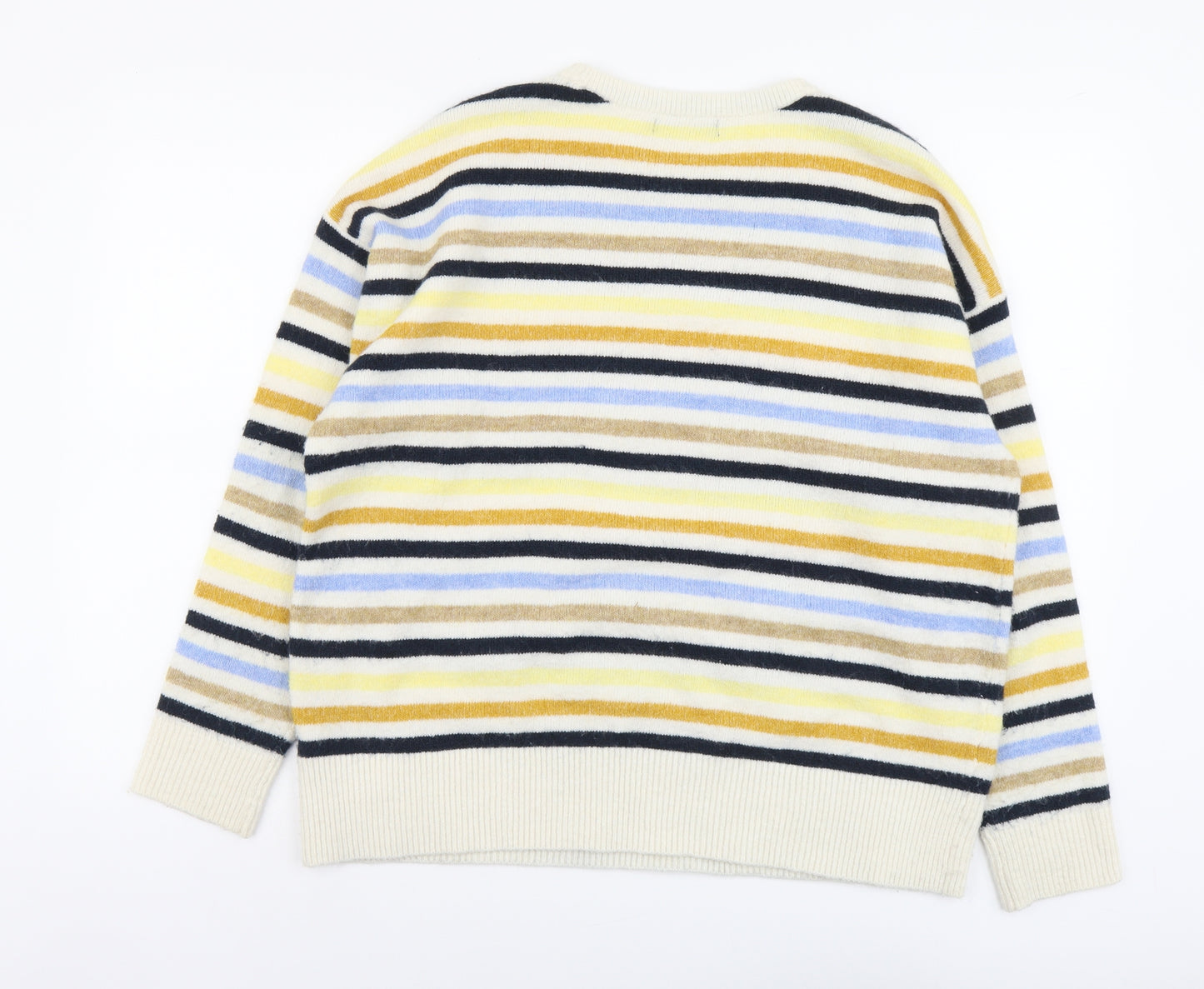 Marks and Spencer Womens Multicoloured Scoop Neck Striped Polyester Pullover Jumper Size M