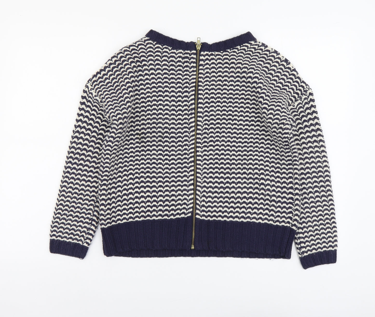New Look Womens Blue Boat Neck Striped Acrylic Pullover Jumper Size 6
