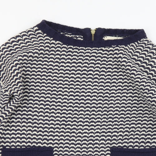 New Look Womens Blue Boat Neck Striped Acrylic Pullover Jumper Size 6