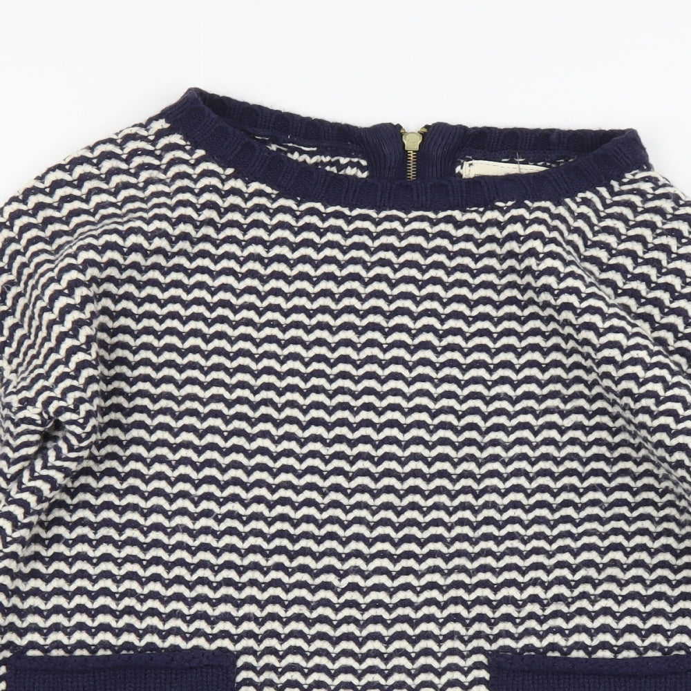 New Look Womens Blue Boat Neck Striped Acrylic Pullover Jumper Size 6