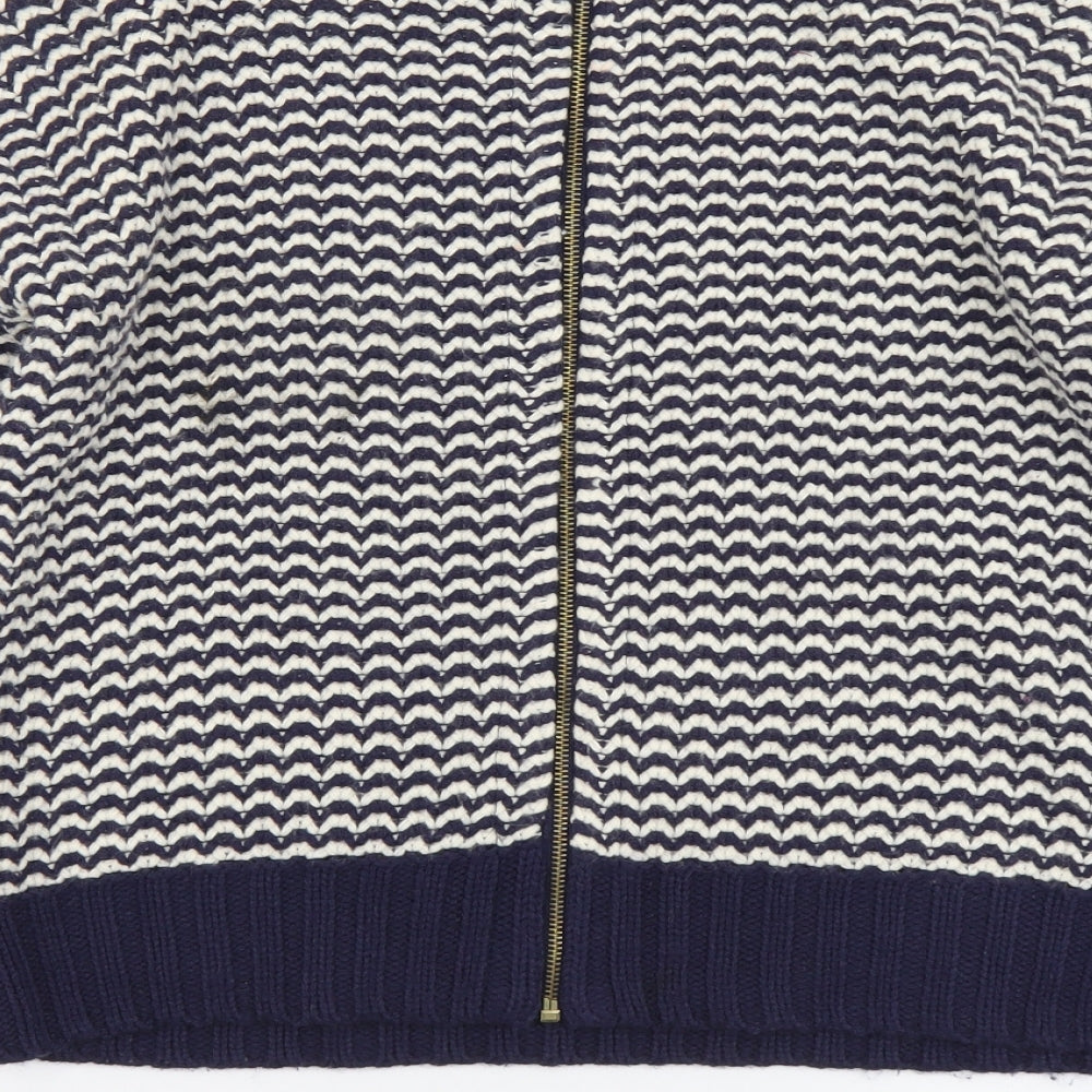New Look Womens Blue Boat Neck Striped Acrylic Pullover Jumper Size 6
