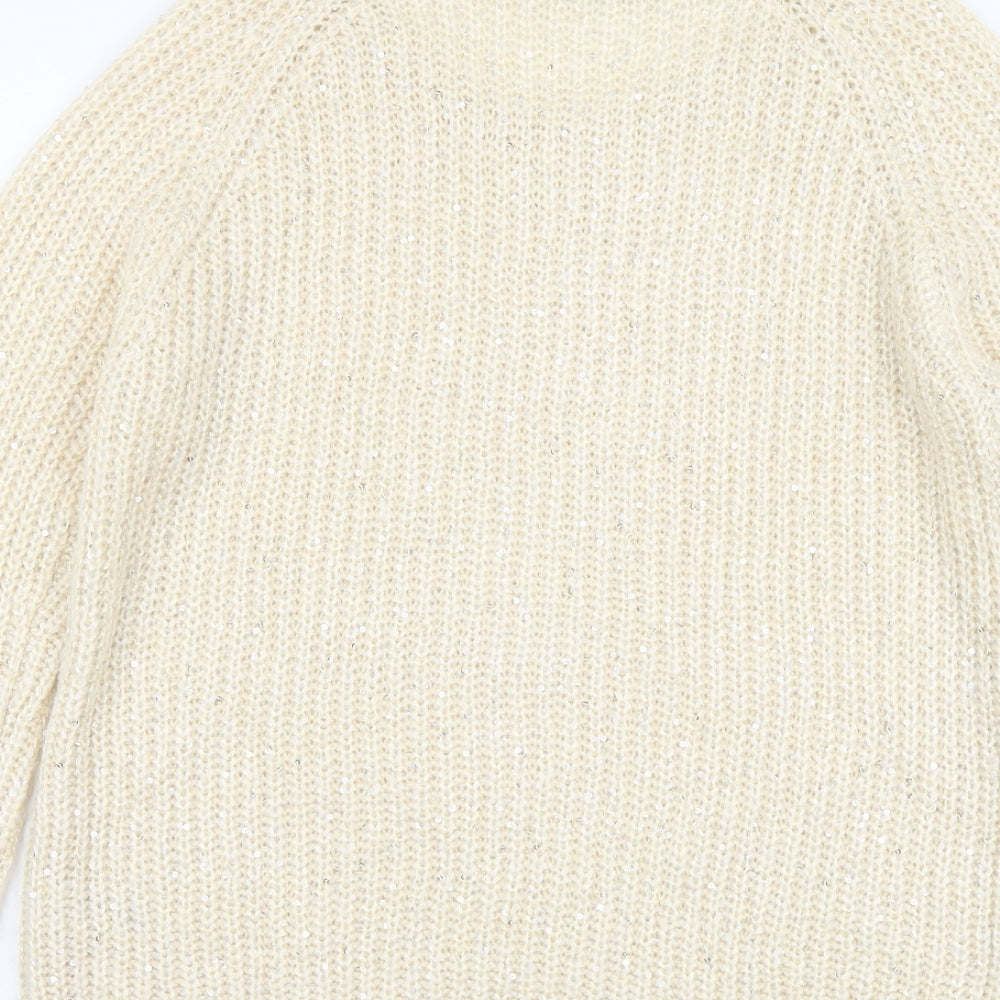 Atmosphere Womens Beige Scoop Neck Acrylic Pullover Jumper Size 14
