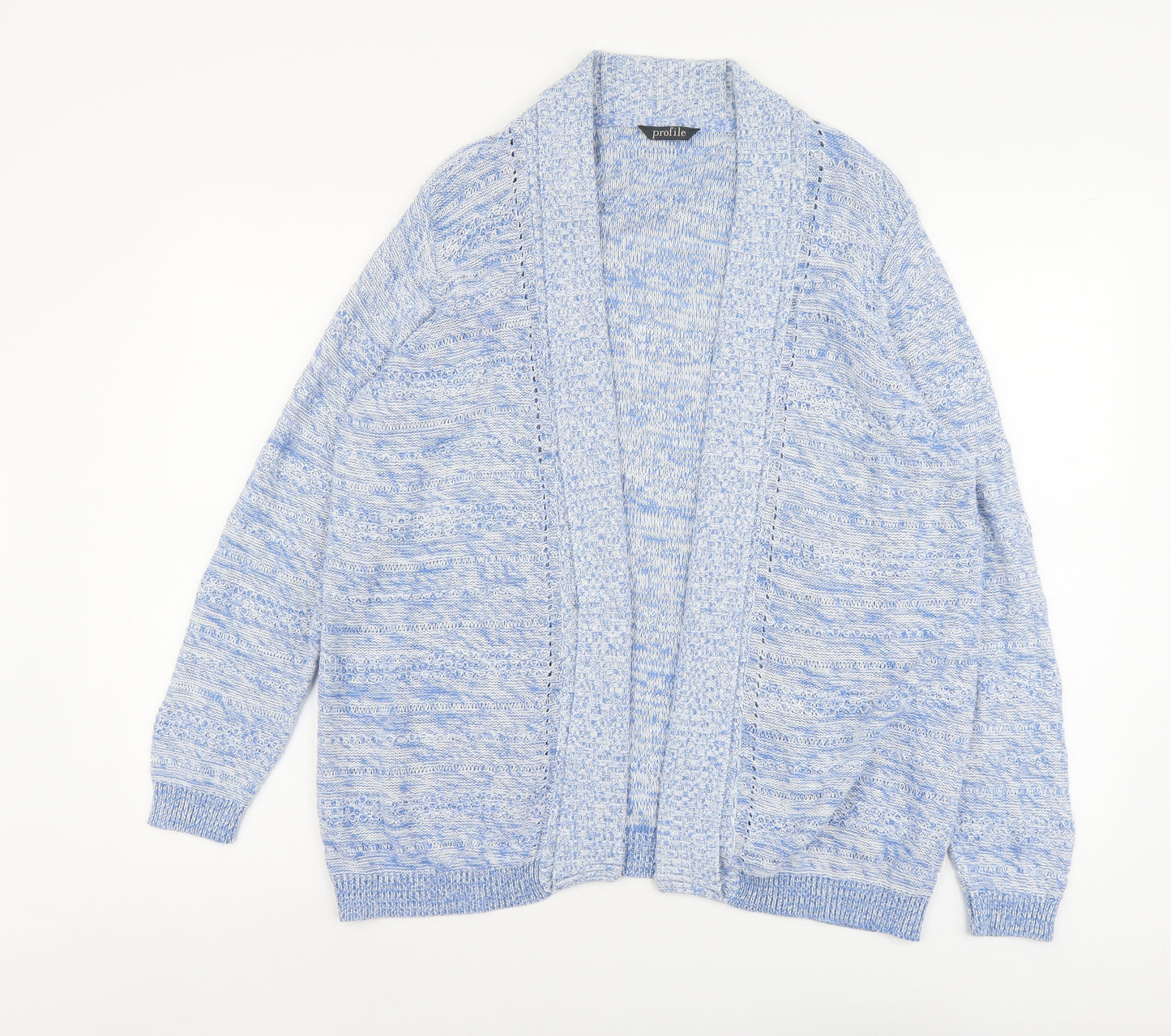 Profile Womens Blue V-Neck Cotton Cardigan Jumper Size 18