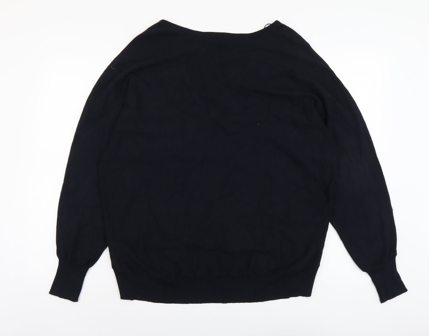 Monsoon Womens Blue V-Neck Viscose Pullover Jumper Size L - Stars Batwing