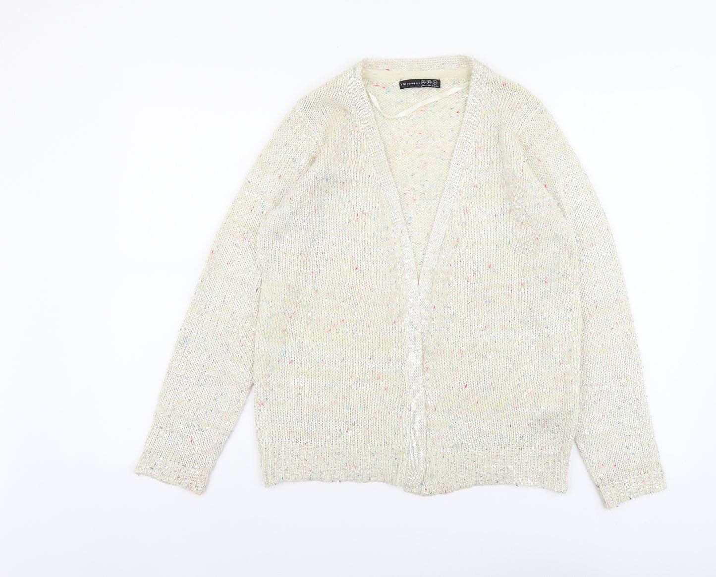 Atmosphere Womens Beige V-Neck Polyester Cardigan Jumper Size 10