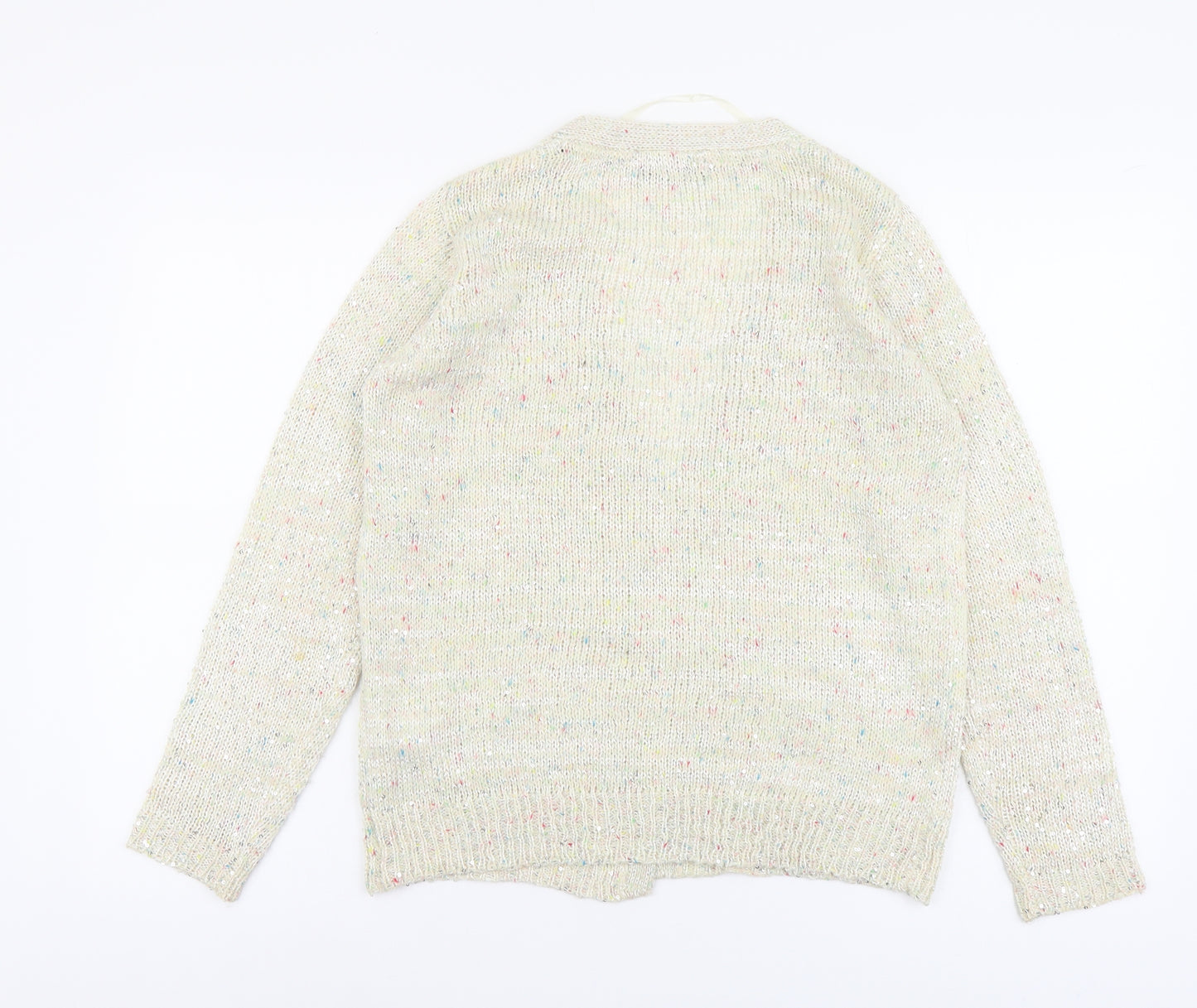 Atmosphere Womens Beige V-Neck Polyester Cardigan Jumper Size 10