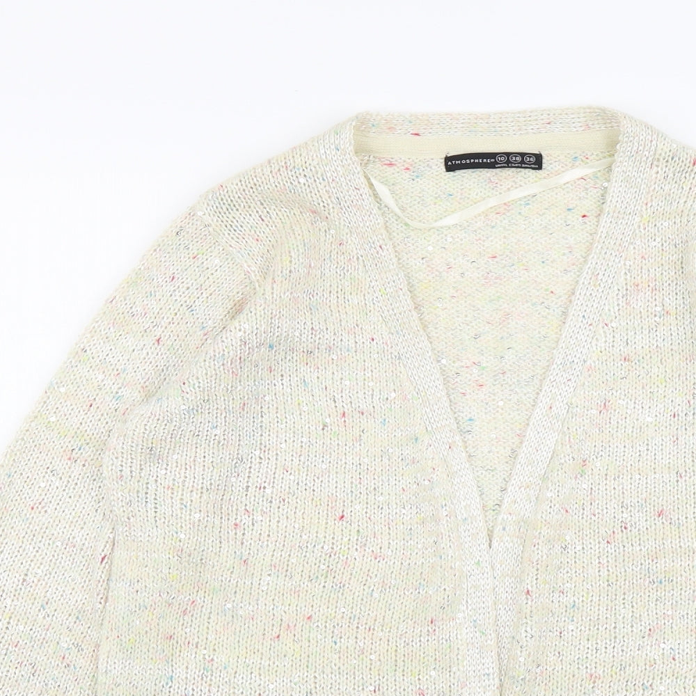 Atmosphere Womens Beige V-Neck Polyester Cardigan Jumper Size 10