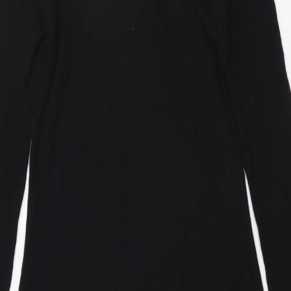 Warehouse Womens Black Viscose Shift Size 8 Boat Neck Pullover