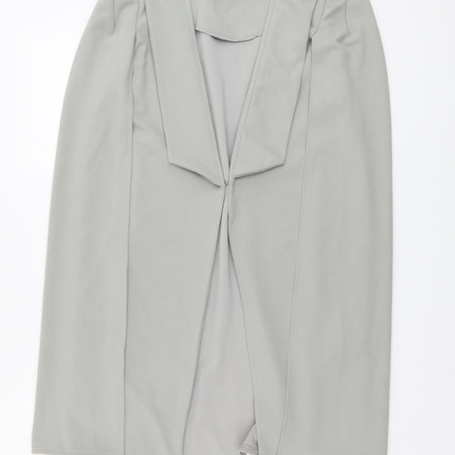 Boohoo Womens Grey Jacket Poncho Size 8 Hook & Eye