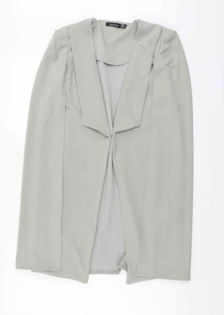 Boohoo Womens Grey Jacket Poncho Size 8 Hook & Eye