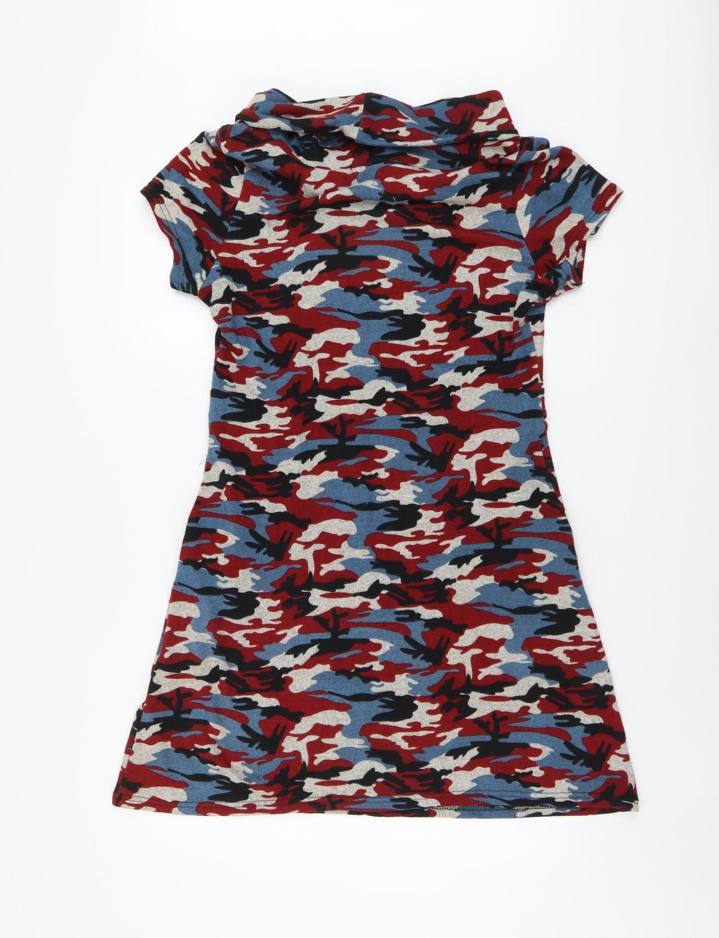 Tenki Womens Multicoloured Camouflage Acrylic A-Line Size XL Roll Neck Pullover