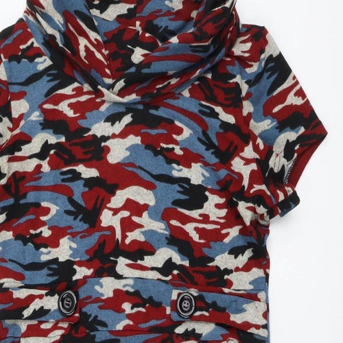 Tenki Womens Multicoloured Camouflage Acrylic A-Line Size XL Roll Neck Pullover