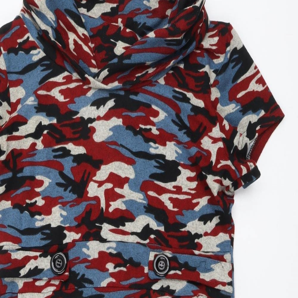 Tenki Womens Multicoloured Camouflage Acrylic A-Line Size XL Roll Neck Pullover