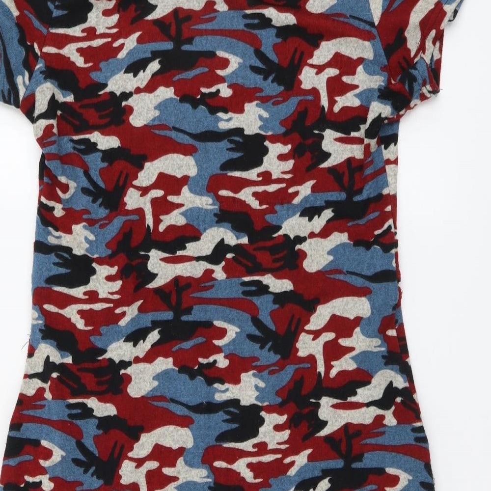 Tenki Womens Multicoloured Camouflage Acrylic A-Line Size XL Roll Neck Pullover