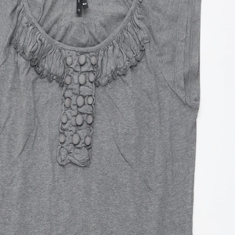 NEXT Womens Grey Cotton T-Shirt Dress Size 12 Round Neck Pullover