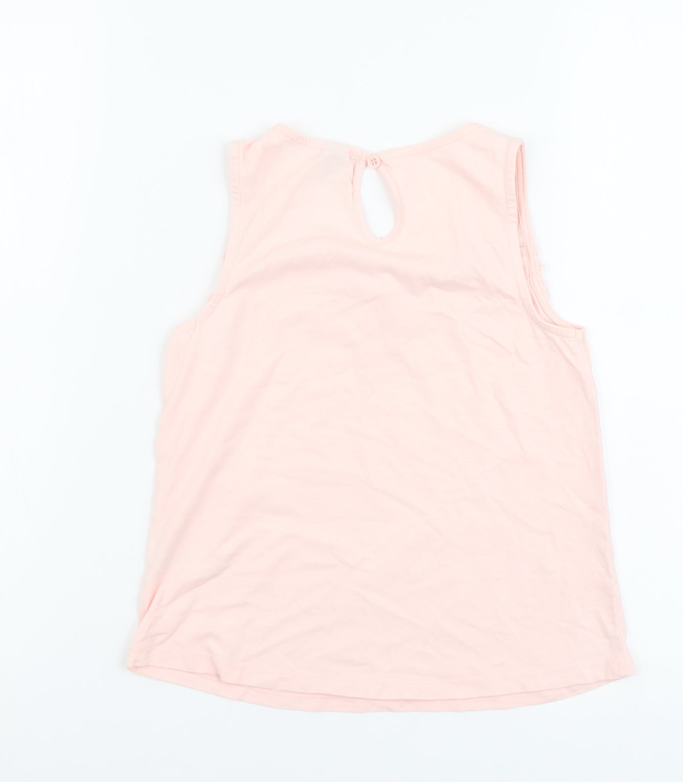 TU Girls Pink Cotton Basic Tank Size 10 Years Scoop Neck Button