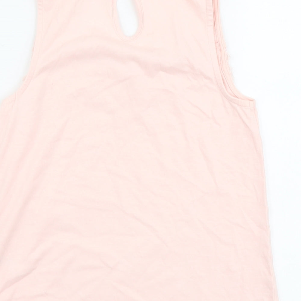 TU Girls Pink Cotton Basic Tank Size 10 Years Scoop Neck Button